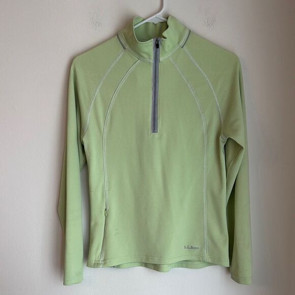 L.L.Bean Light neon Green Quarter-Zip Pullover base layer reflective small GUC - Picture 1 of 8